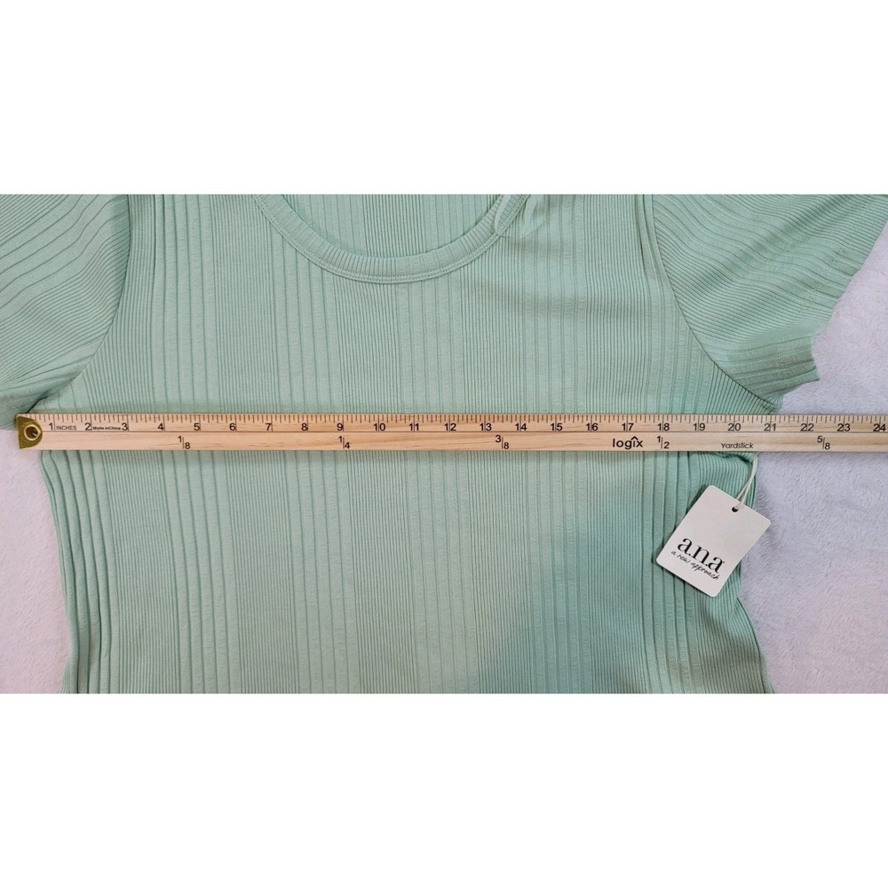 Ana New With Tag Soft Green Ribbed Tshirt Scoop Neck Granny Cottage Core XXL 2XL - Picture 5 of 7
